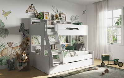 Flair Interstellar Triple Bunk Bed With Trundle White from B&Q