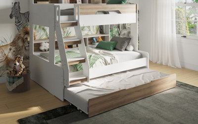 Flair Unisex Light Oak Interstellar Triple Bunk Bed In | : Single - Image 6
