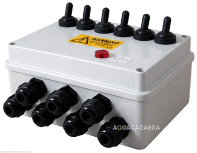 B&Q Garden Pond Switch Box 6 Way Outdoor Socket Weatherproof Pump Filter