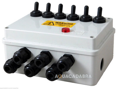  - Garden Pond Switch Box 6 Armoured Way Outdoor Socket Weatherproof Pump Filter