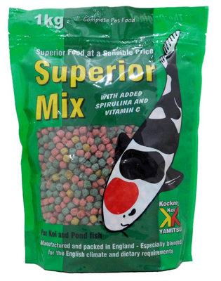Kockney Koi Superior Mix Fish Food 6mm Pellets Pond 1Kg Koi Yamitsu from B&Q
