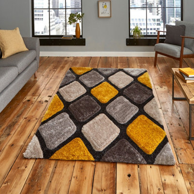 - Noble House 9274 Grey Yellow Medium Rug 150X230 Rug Cm For The