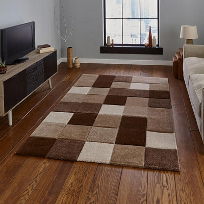 B&Q Beige/Brown Handmade Geometric Rug-160Cm X 220Cm