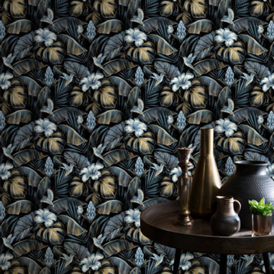 Galerie Enchanted Samana Blue Wallpaper from B&Q