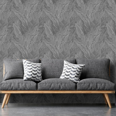 Galerie Enchanted Kiskaara Dark Grey Wallpaper from B&Q