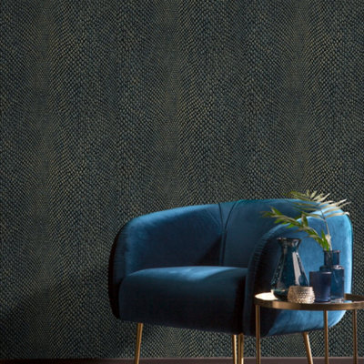 Galerie Enchanted Naja Blue Wallpaper from B&Q