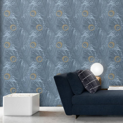 Galerie Enchanted Descartes Blue Wallpaper from B&Q