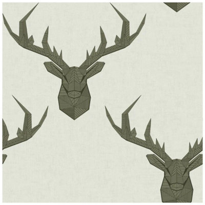B&Q -  Nina Hancock Home Geo Stag Sage Green Geometric Paste The Paper Wallpaper