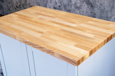 Top Worktops Ash Worktop 1M X 720mm X 38mmPremium Solid Wood Kitchen CountertopReal Ash Worktops from B&Q