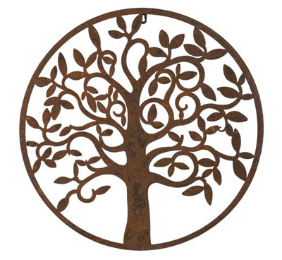 Inspirational Gifting Rustic Round Steel Metal Garden Tree Wall Plaque 60Cm Diameter from B&Q