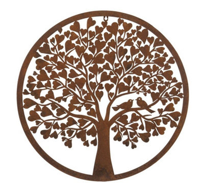 Inspirational Gifting Unisex Brown Heart Leaf Tree Wall Screen With A Pair Of Love Birds 60Cm Diameter In - Image 3