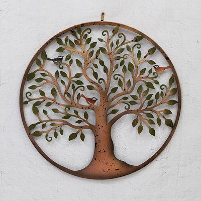 Annibells Rustic Tree Of Life Metal Round Wall Art Garden Sculpture Indoor / Outdoor Plaque 60Cms (2742) from B&Q