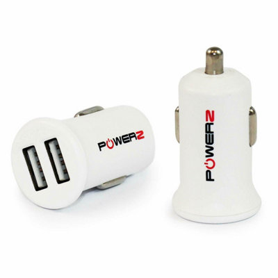 B&Q Powerz 2.4Amp Dual Usb Port Car Charger - White
