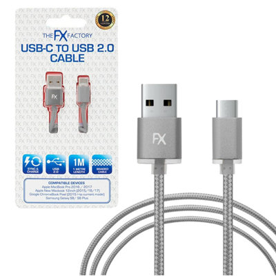 Fx Nylon Braided Usb Data Cable For Type C Smartphone DeviceSpace Grey from B&Q