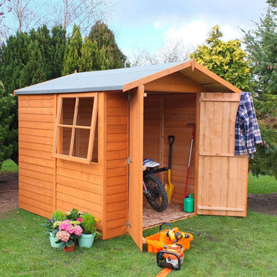 Shire 7X7 Overlap Pressure Treated Double Door Garden Shed With Windows