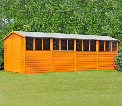 Shire Overlap 10 X 20 Feet Dip Treated Apex Shed Double Door With Windows