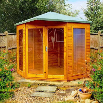 Shire Larkspur 8 X 8 Feet Double Door With Two Fixed Windows Summerhouse-36432 