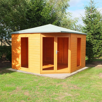 Shire Larkspur 10 X 10 Feet Double Door With Two Fixed Windows Summerhouse