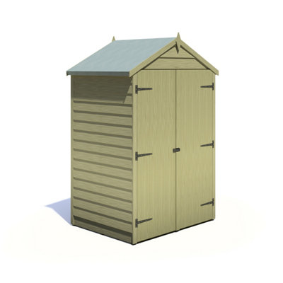 Shire 4X3 Overlap Double Door Windowless Apex Shed Pressure Treated