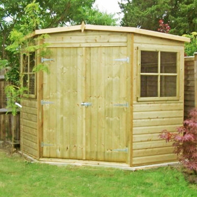 Shire Pressure Treated Corner Shed Shiplap Garden Shed Approx 8 X 8 Feet