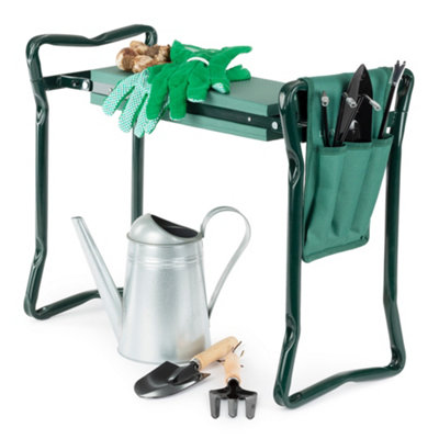 Livivo Unisex Bright Green 2 In 1 Garden Kneeler & Seat Foldable Garden Bench W/ Handles Foam Pad & Tool Bag For Gardening In - Image 6
