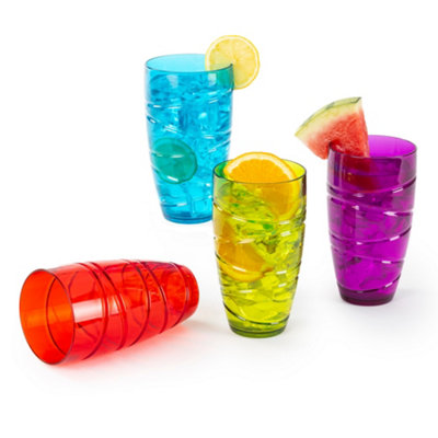 Livivo Swirl Multicolour Plastic Tumbler - Set Of 4