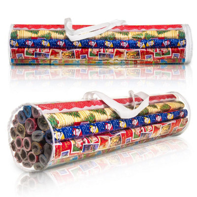 Livivo Christmas Wrapping Paper Storage BagCylinder Xmas Gift Wrap Clear Organiser, from B&Q