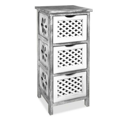 Livivo Minerva 3 Drawer Chest Of Drawers Grey White Small Bedroom Storage Unit Rustic Scandi Drawer Cabinet from B&Q