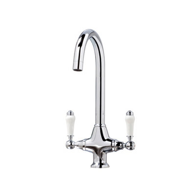 FNX Bathrooms Harrogate Kitchen Tap Deck Mounted Chrome Lever Swivel Spout Manual Mixer from B&Q