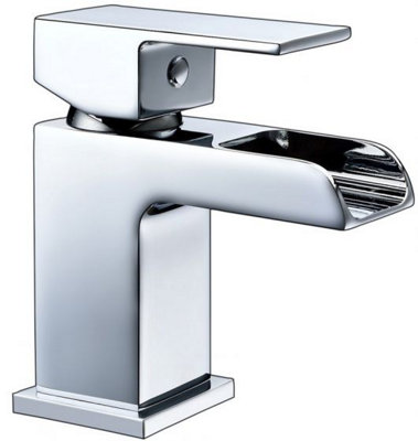 Scudo Waterfall Chrome Mono Basin Mixer With Push Waste
