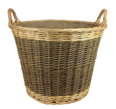 Hamper W017 Wicker Unpeeled Log Basket With Lining Red