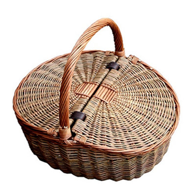 Hamper H020/Home Wicker Two Tone Double Lidded Empty Picnic Basket Red