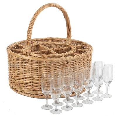 Red Hamper Db011 Wicker Garden Picnic Basket Complete With 12 Glasses from B&Q