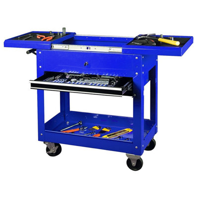 Dirty Pro Tools Blue Tool Trolley Rolling Tool Chest & Workstation Storage Cabinet from B&Q