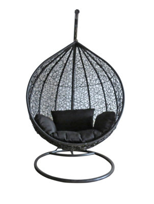 B&Q -  Rattan Swing Egg Chair Black Outdoor Garden Patio Hanging Furniture
