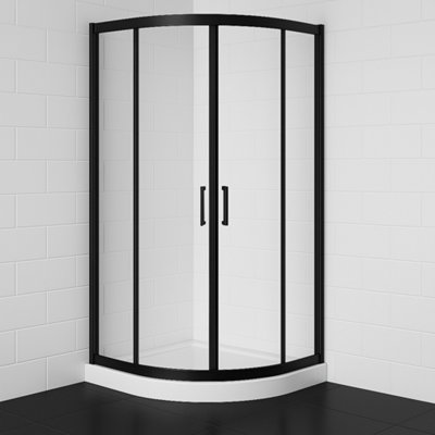 D Pro T Bathrooms 700mm Quadrant Shower Enclosure Black Walk In Corner Cubicle from B&Q