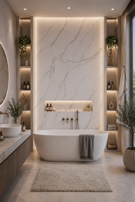D Pro T Bathrooms Shower Wall Panel Pvc Bathroom Invisible Marble1000mm X 2.4MWaterproof CladdingTongue & Groove from B&Q