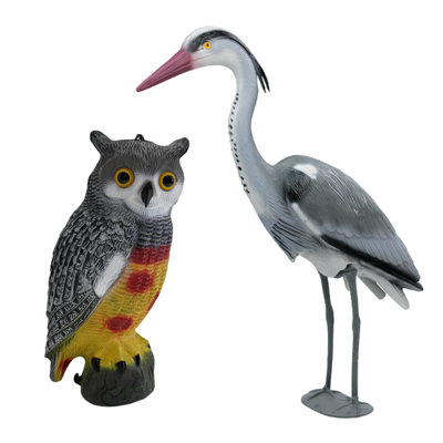 Pisces Twin Pack Pond Decoy Realistic Owl And Heron Pest Deterrent Scarer Koi Carp Fish from B&Q
