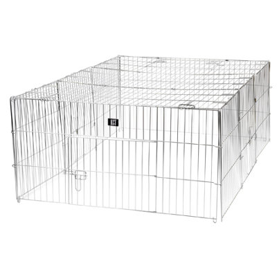 Kct Medium Enclosed Roof Folding Metal Pet Playpen Run For DogsCatsRabbitsChickens And More from B&Q