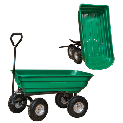 B&Q -  75 Litre Garden Trolley Tipper Cart Trailer With Soft Grip Handle
