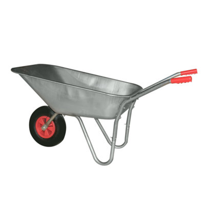 B&Q -  80L Litre Wheelbarrow Garden Barrow With Pneumatic Wheel Small Lightweight For Gardening Landscaping Waste Galvanised Steel