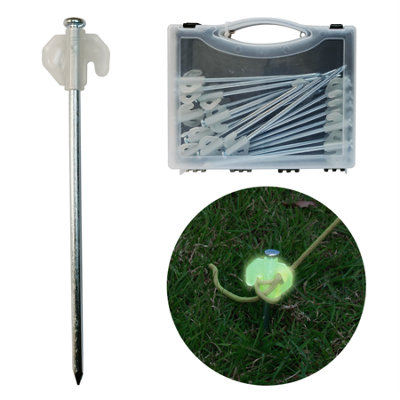 Kct 20 Pc Glow In The Dark Galvanised Steel Tent Pegs Garden Camping Ground Stakes from B&Q