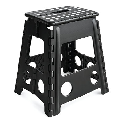 Kct Portable Folding Step Lightweight Multi Purpose Home Stool Plastic Seat Black from B&Q