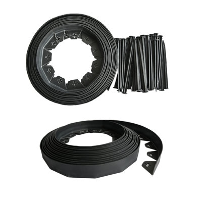 Kct 10 Metre Flexible Plastic Lawn Edging Garden Grass Border With 40 Pegs