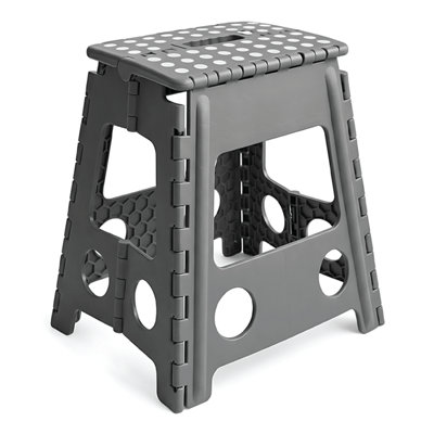 Kct Portable Folding Step Lightweight Multi Purpose Home Stool Plastic Seat Grey from B&Q