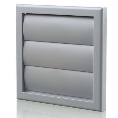 Blauberg Plastic Gravity Shutter Grille With Round Read Spigot100mmLight Grey from B&Q