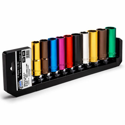 Autojack 1/2 Sq Drive 10Pc Metric Professional Deep Socket Set from B&Q