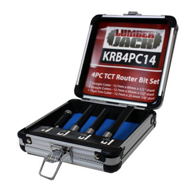 Lumberjack Tools Lumberjack 4Pc Tct Kitchen Router Worktop Bit Set Tools Kit Cutter Laminate Worktop from B&Q