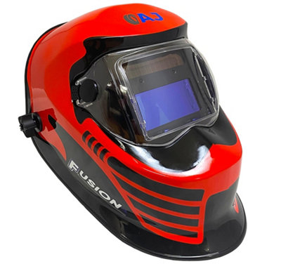 Autojack Auto Darkening Welding Helmet 9-13 Red from B&Q