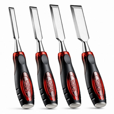 Chisel Set Wood Bevel Edge Strike Through Caps Shatterproof Handles 1/4 - 1 Inch - Image 4